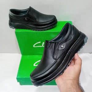 کفش چرم مردانه کلارک مشکی کار تبریز